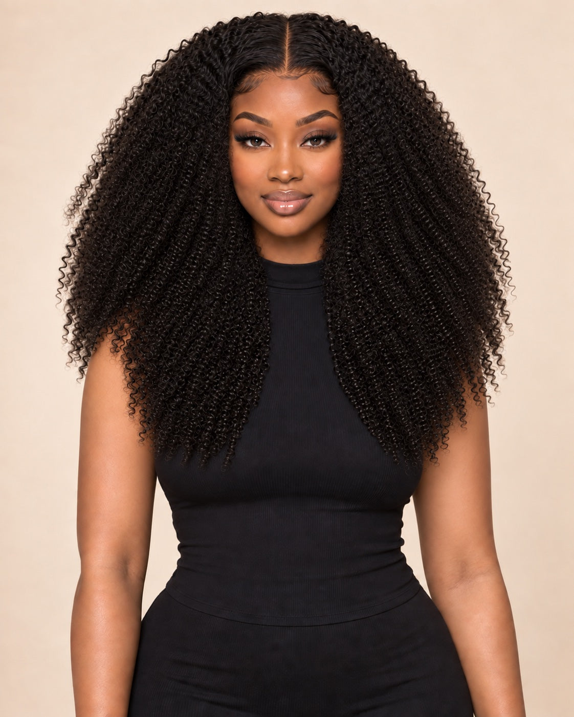 afro kinky · AI-generated illustrative medium look (20–24 inches), not an exact length measurement