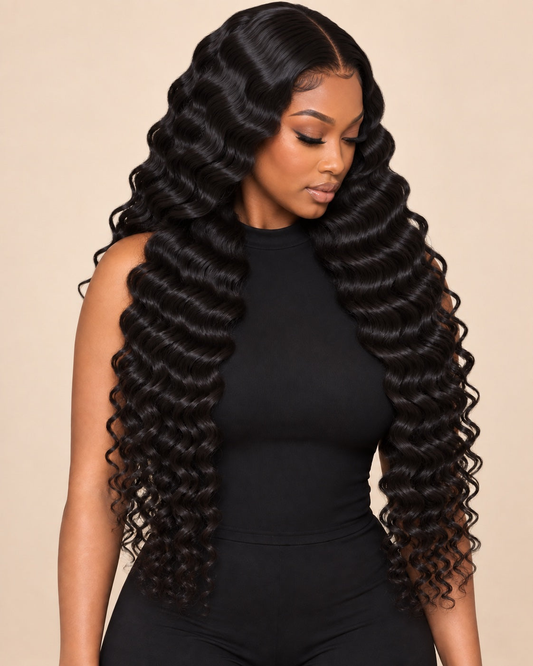 deep wave · AI-generated illustrative long look (26–30 inches), not an exact length measurement