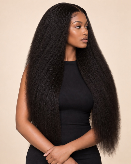kinky straight · AI-generated illustrative long look (26–30 inches), not an exact length measurement