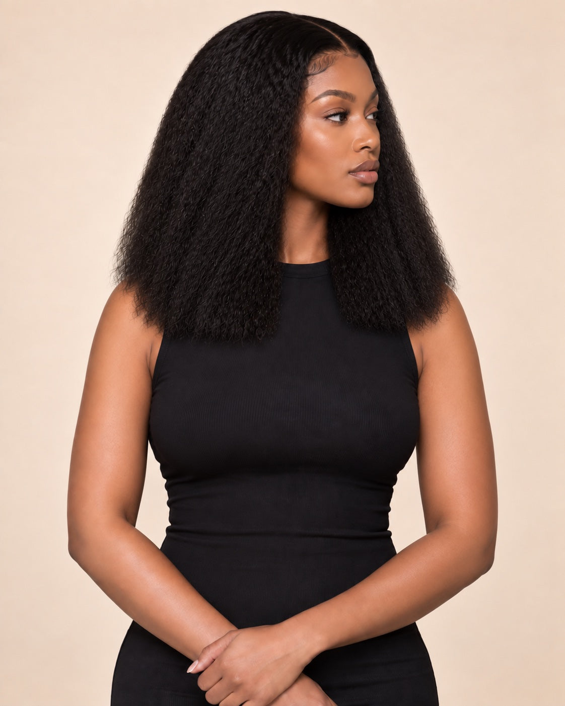 kinky straight · AI-generated illustrative short look (14–18 inches), not an exact length measurement